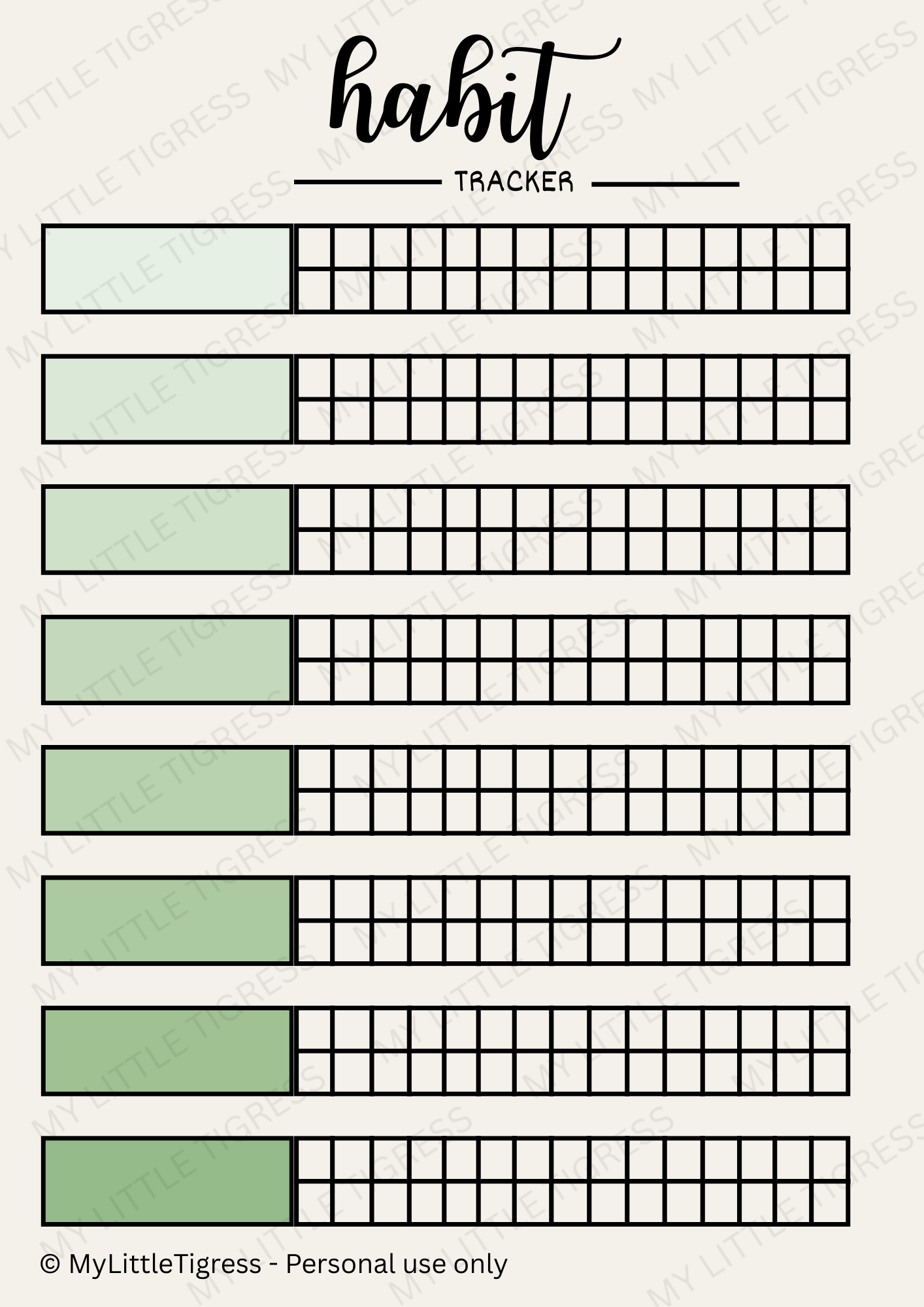 Habit Tracker Worksheet