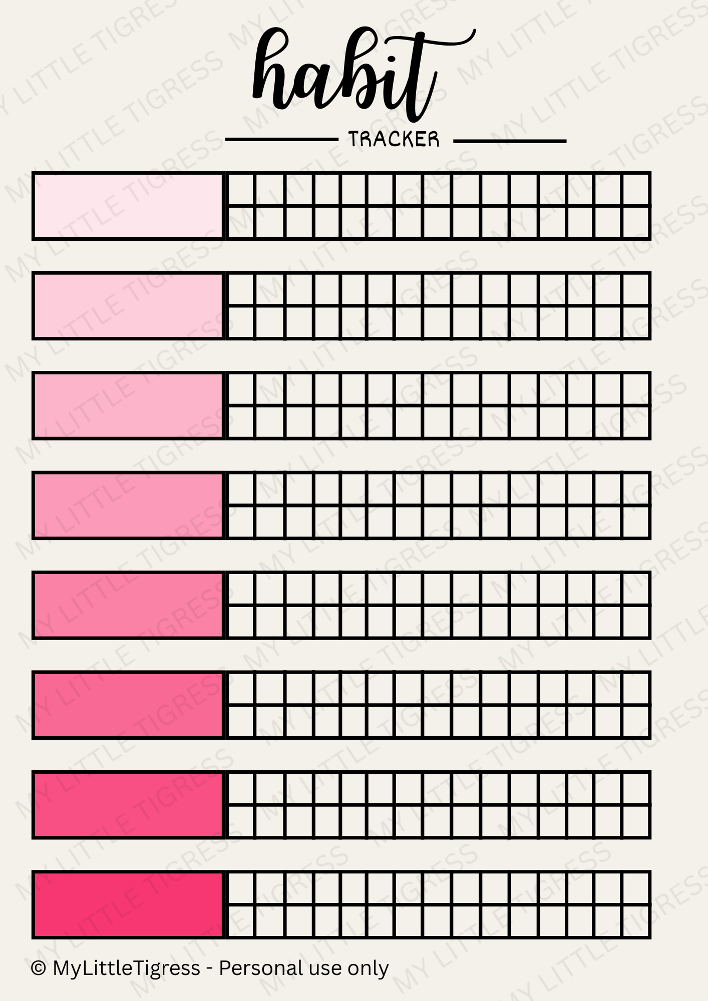 Habit Tracker Worksheet